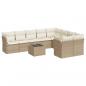 Preview: 10-tlg. Garten-Sofagarnitur mit Kissen Beige Poly Rattan