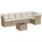 Preview: 7-tlg. Garten-Sofagarnitur mit Kissen Beige Poly Rattan