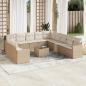 Preview: ARDEBO.de - 12-tlg. Garten-Sofagarnitur mit Kissen Beige Poly Rattan