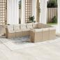 Preview: ARDEBO.de - 10-tlg. Garten-Sofagarnitur mit Kissen Beige Poly Rattan