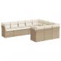 Preview: 10-tlg. Garten-Sofagarnitur mit Kissen Beige Poly Rattan