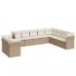 Preview: 10-tlg. Garten-Sofagarnitur mit Kissen Beige Poly Rattan