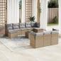 Preview: ARDEBO.de - 11-tlg. Garten-Sofagarnitur mit Kissen Beige Poly Rattan