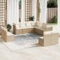 Preview: ARDEBO.de - 11-tlg. Garten-Sofagarnitur mit Kissen Beige Poly Rattan