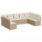 Preview: 9-tlg. Garten-Sofagarnitur mit Kissen Beige Poly Rattan