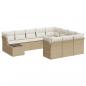 Preview: 11-tlg. Garten-Sofagarnitur mit Kissen Beige Poly Rattan