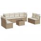 Preview: 9-tlg. Garten-Sofagarnitur mit Kissen Beige Poly Rattan