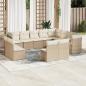 Preview: ARDEBO.de - 12-tlg. Garten-Sofagarnitur mit Kissen Beige Poly Rattan