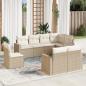 Preview: ARDEBO.de - 8-tlg. Garten-Sofagarnitur mit Kissen Beige Poly Rattan