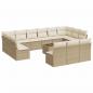 Preview: 14-tlg. Garten-Sofagarnitur mit Kissen Beige Poly Rattan