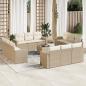 Preview: ARDEBO.de - 13-tlg. Garten-Sofagarnitur mit Kissen Beige Poly Rattan