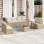 Preview: ARDEBO.de - 9-tlg. Garten-Sofagarnitur mit Kissen Beige Poly Rattan