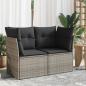 Preview: ARDEBO.de - Gartensofa 2-Sitzer mit Kissen Grau Poly Rattan