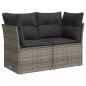 Preview: Gartensofa 2-Sitzer mit Kissen Grau Poly Rattan