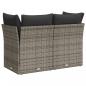 Preview: Gartensofa 2-Sitzer mit Kissen Grau Poly Rattan