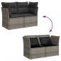 Preview: Gartensofa 2-Sitzer mit Kissen Grau Poly Rattan