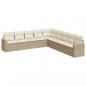 Preview: 9-tlg. Garten-Sofagarnitur mit Kissen Beige Poly Rattan