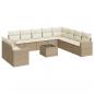 Preview: 11-tlg. Garten-Sofagarnitur mit Kissen Beige Poly Rattan