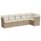 Preview: 6-tlg. Garten-Sofagarnitur mit Kissen Beige Poly Rattan