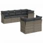 Preview: 7-tlg. Garten-Sofagarnitur mit Kissen Grau Poly Rattan