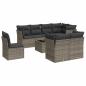 Preview: 9-tlg. Garten-Sofagarnitur mit Kissen Grau Poly Rattan