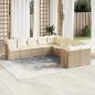 Preview: ARDEBO.de - 10-tlg. Garten-Sofagarnitur mit Kissen Beige Poly Rattan