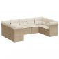 Preview: 9-tlg. Garten-Sofagarnitur mit Kissen Beige Poly Rattan