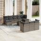 Preview: ARDEBO.de - 11-tlg. Garten-Sofagarnitur mit Kissen Grau Poly Rattan