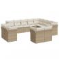 Preview: 12-tlg. Garten-Sofagarnitur mit Kissen Beige Poly Rattan