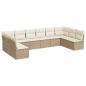 Preview: 10-tlg. Garten-Sofagarnitur mit Kissen Beige Poly Rattan