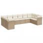 Preview: 10-tlg. Garten-Sofagarnitur mit Kissen Beige Poly Rattan