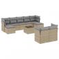 Preview: 10-tlg. Garten-Sofagarnitur mit Kissen Beige Poly Rattan