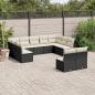 Preview: ARDEBO.de - 11-tlg. Garten-Sofagarnitur mit Kissen Schwarz Poly Rattan