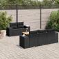 Preview: ARDEBO.de - 6-tlg. Garten-Sofagarnitur mit Kissen Schwarz Poly Rattan