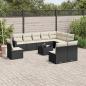 Preview: ARDEBO.de - 11-tlg. Garten-Sofagarnitur mit Kissen Schwarz Poly Rattan