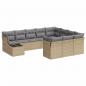 Preview: 11-tlg. Garten-Sofagarnitur mit Kissen Beige Poly Rattan