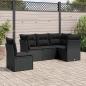 Preview: ARDEBO.de - 5-tlg. Garten-Sofagarnitur mit Kissen Schwarz Poly Rattan