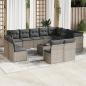 Preview: ARDEBO.de - 13-tlg. Garten-Sofagarnitur mit Kissen Grau Poly Rattan