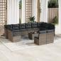 Preview: ARDEBO.de - 13-tlg. Garten-Sofagarnitur mit Kissen Grau Poly Rattan