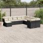 Preview: ARDEBO.de - 11-tlg. Garten-Sofagarnitur mit Kissen Schwarz Poly Rattan