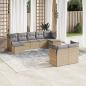 Preview: ARDEBO.de - 9-tlg. Garten-Sofagarnitur mit Kissen Beige Poly Rattan