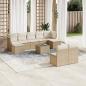 Preview: ARDEBO.de - 10-tlg. Garten-Sofagarnitur mit Kissen Beige Poly Rattan