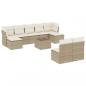 Preview: 10-tlg. Garten-Sofagarnitur mit Kissen Beige Poly Rattan