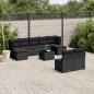 Preview: ARDEBO.de - 10-tlg. Garten-Sofagarnitur mit Kissen Schwarz Poly Rattan