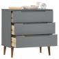 Preview: Schubladenschrank MOLDE Grau 80x40x80 cm Massivholz Kiefer