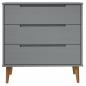 Preview: Schubladenschrank MOLDE Grau 80x40x80 cm Massivholz Kiefer