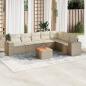 Preview: ARDEBO.de - 8-tlg. Garten-Sofagarnitur mit Kissen Beige Poly Rattan