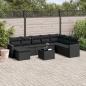 Preview: ARDEBO.de - 9-tlg. Garten-Sofagarnitur mit Kissen Schwarz Poly Rattan