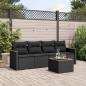 Preview: ARDEBO.de - 5-tlg. Garten-Sofagarnitur mit Kissen Schwarz Poly Rattan