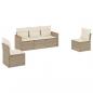 Preview: 5-tlg. Garten-Sofagarnitur mit Kissen Beige Poly Rattan